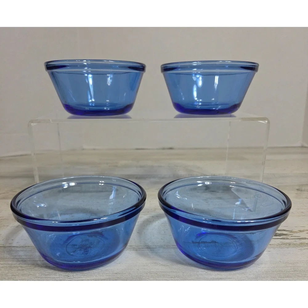 Anchor Hocking Cobalt Blue 6 OZ. Custard Cups Dessert Bowls Ramekins Set of 4